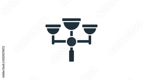 Minimalist vector icon depicting a modern ceiling chandelier lighting fixture design shown on white background