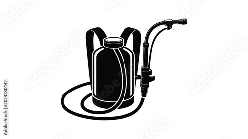 Professional agricultural backpack sprayer equipment used for garden maintenance and pest control tasks on white background