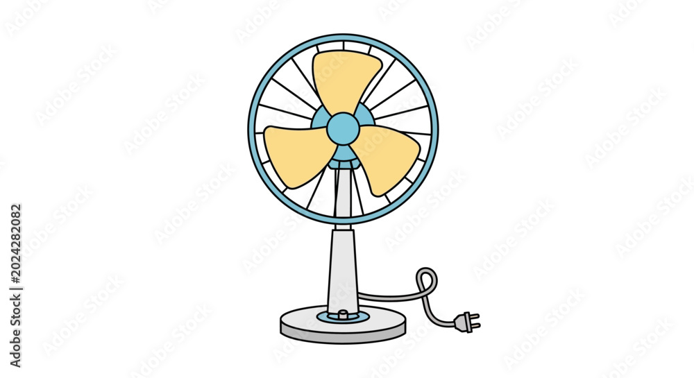 Φωτογραφία Electric Fan With Yellow Blades.