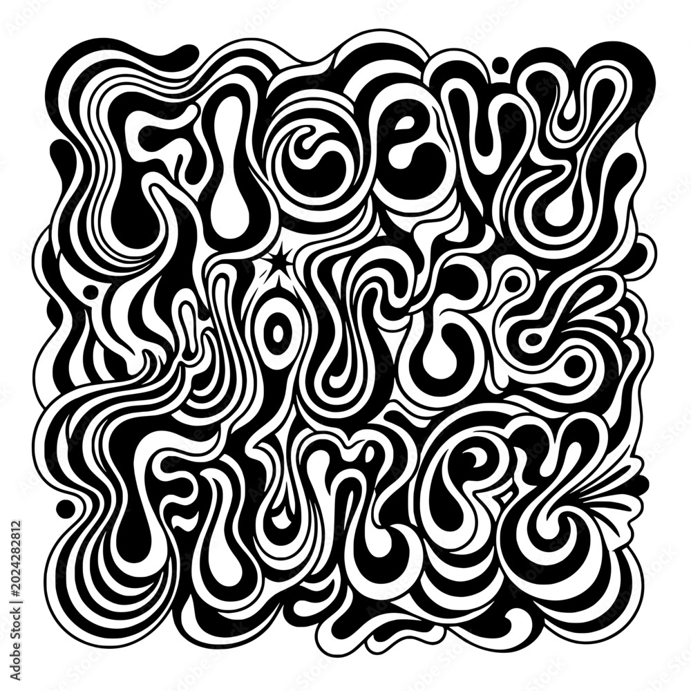 Fototapeta premium Vibrant swirling patterns create a mesmerizing black and white illustration artwork