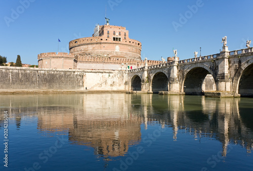 Tableau sur toile Sant' Angelo Castle and front bridge, Rome, Italy.