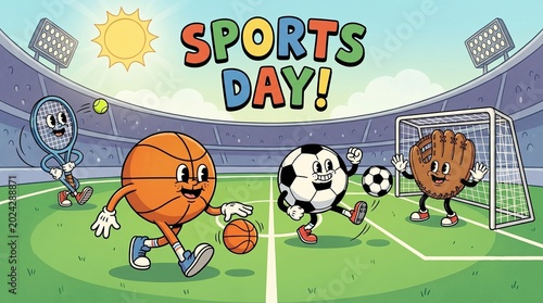 Fun Cartoon Sports Day Celebration Scene