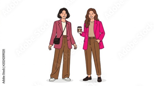 Stylish Female Friends Fashion Illustration