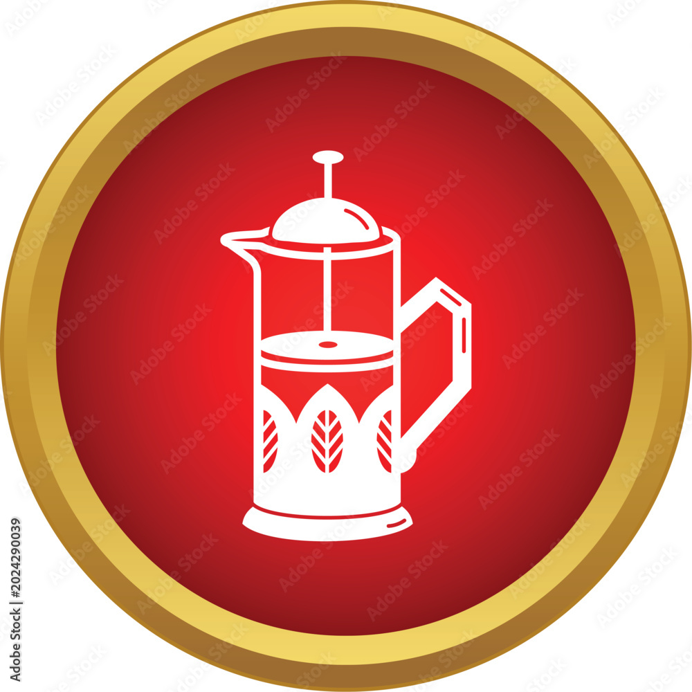 Obraz premium French press coffee maker icon displaying brewing hot beverages