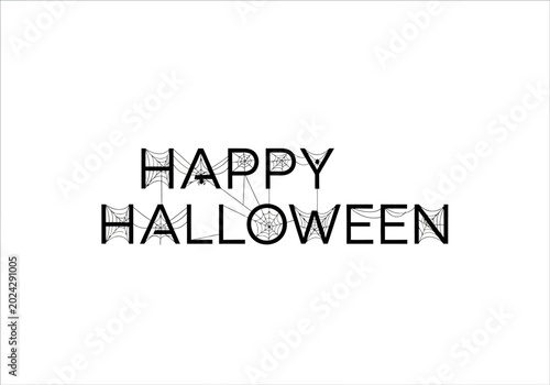 Happy Halloween Text with Spider Webs