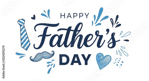 Happy fathers day greeting card with tie and mustache