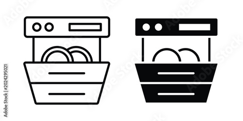 Schilderij op canvas Dishwasher icon illustration simple design elements