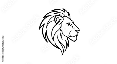 Quadro em tela Majestic Lion Head Profile Line Art Illustration.