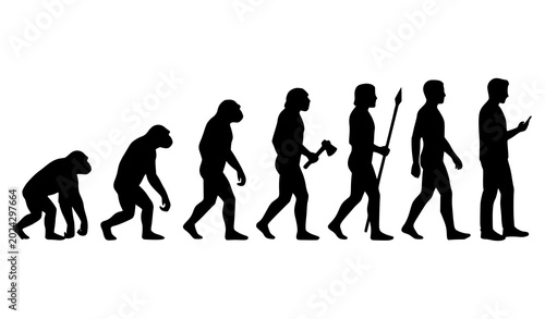 Foto Human evolution silhouette sequence vector showing 8 stages from primitive ances