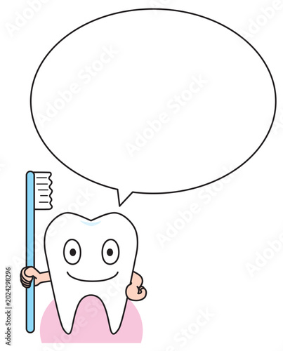 アイコン・キャラクター　歯のキャラクター　病院　医療
This is a character illustration of a tooth. There are versions with and without speech bubbles.