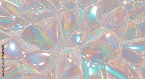 Iridescent surface with rounded shapes reflecting light and creating a smooth and glossy texture ai generated
