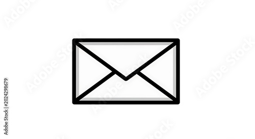 A simple illustration of a closed envelope with black outline on a white background design icon ai generated