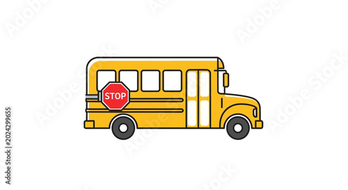 Schilderij op canvas Yellow School Bus Side View Illustration.