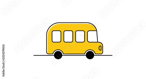 Canvas Print Yellow School Bus Side View.
