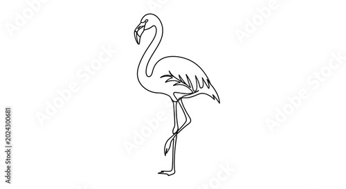 Fotografi Flamingo Bird Animal Profile View.