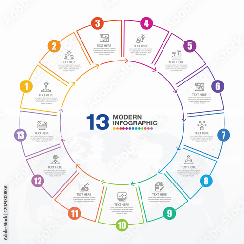 13 Step Business Workflow Infographic Design