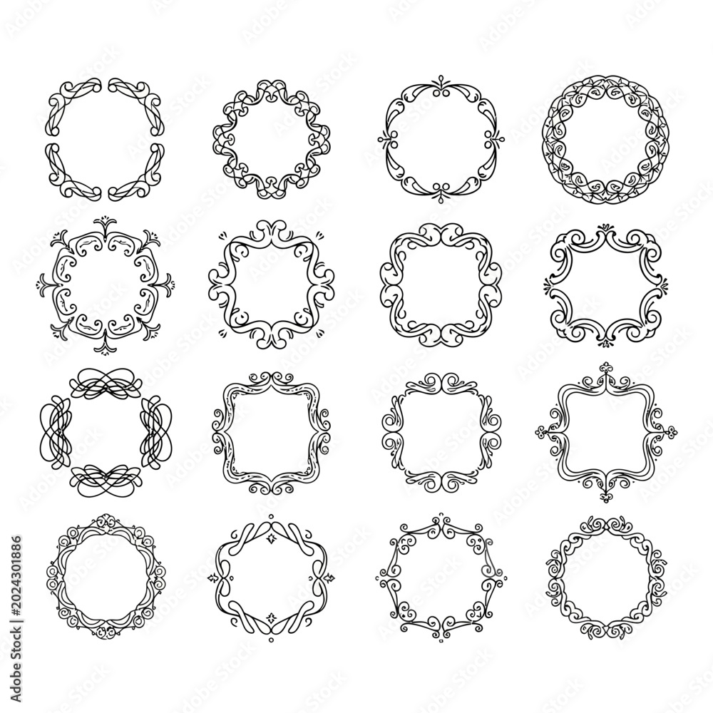 Fototapeta premium Collection of Ornate Decorative Vintage Frames and Borders.