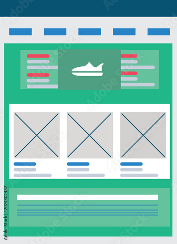 Modern website template showcases clean design with placeholder content, ideal for digital marketing campaigns, branding, or online presence.