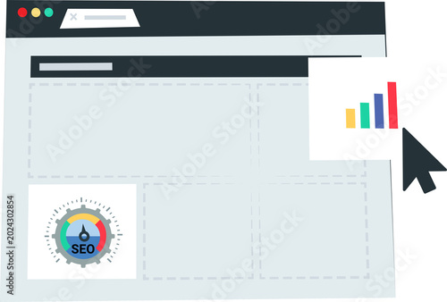 Website performance analysis displays key metrics, seo optimization, growth potential via data visualization.