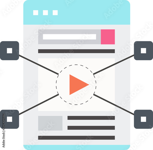 Connected website displays video content, promoting engagement through integrated digital marketing strategies.