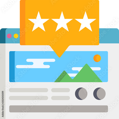 Online review system displays positive ratings for website content, boosting search engine optimization performance.