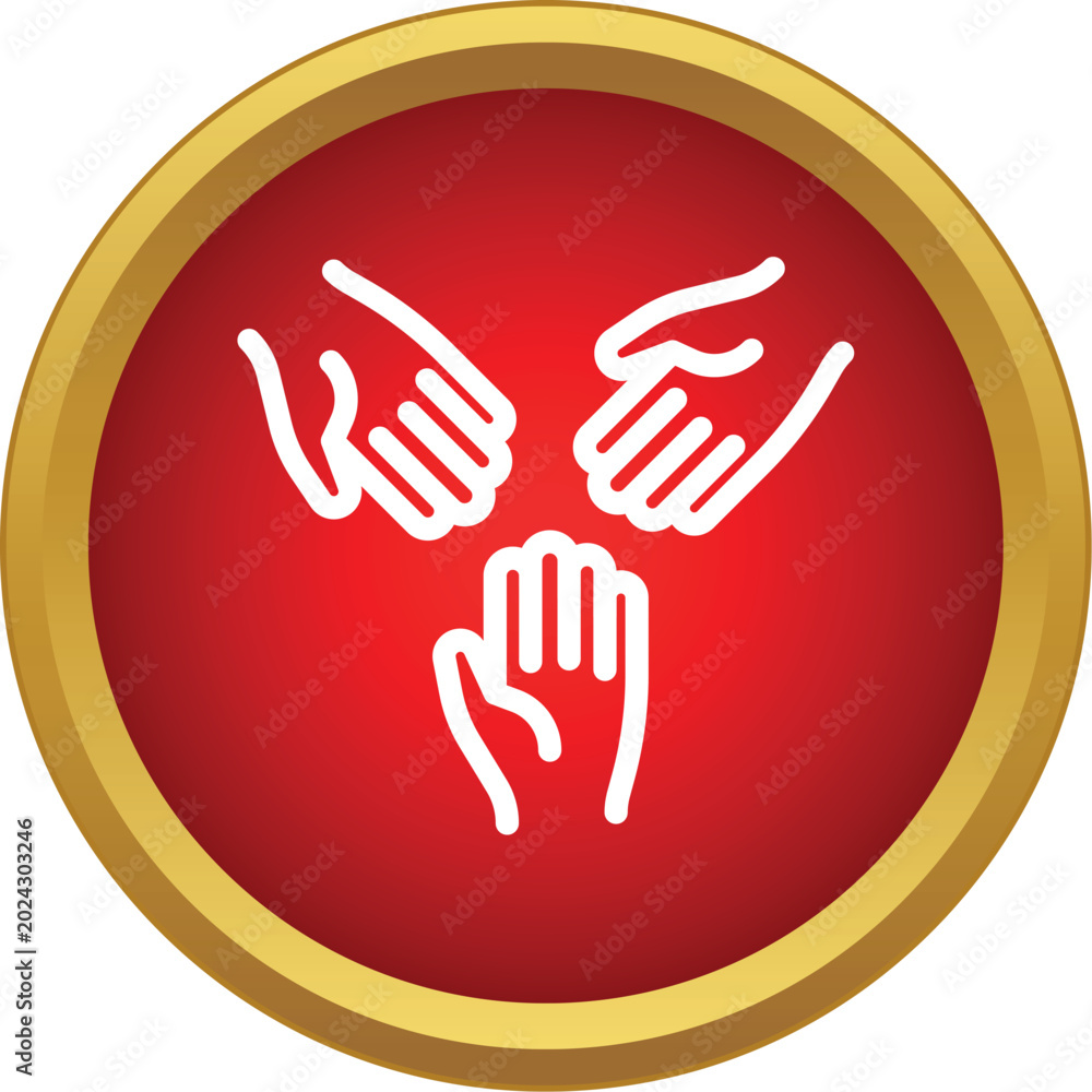 Fototapeta premium Three outline hands in a circle symbolizing community, support, and partnership