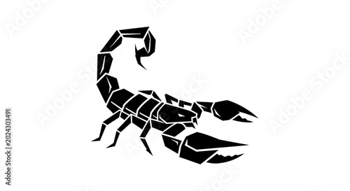 Εκτύπωση καμβά Striking Black Scorpion Silhouette on White Background.