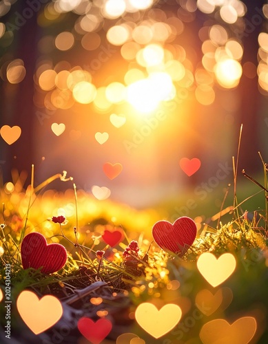 abstract background with hearts and flowers