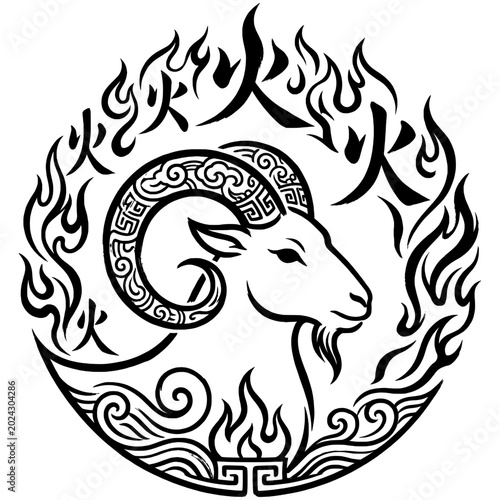 Chinese New Year 2027, Year of The Fire Goat Logo