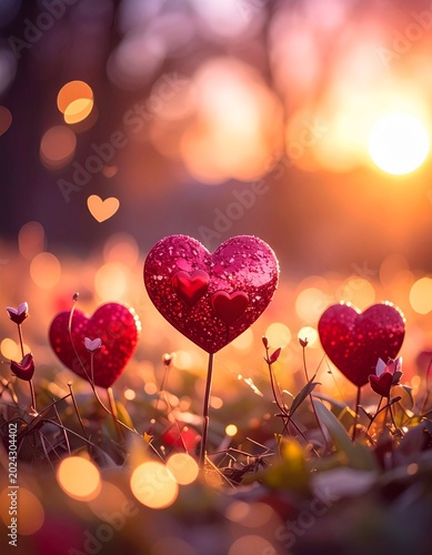 abstract background with hearts and flowers