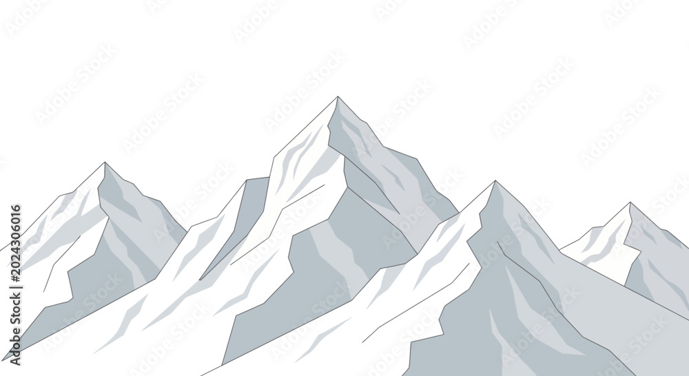 Fototapeta premium Majestic Snow-Capped Mountain Peaks Dominate the Horizon.