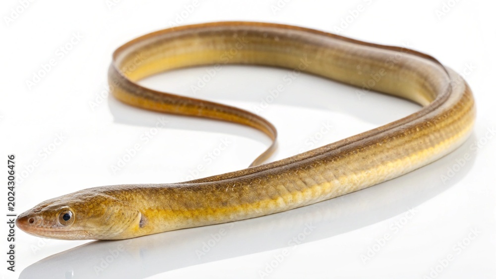 Obraz premium Isolated Pacific spaghetti eel on a solid white studio background