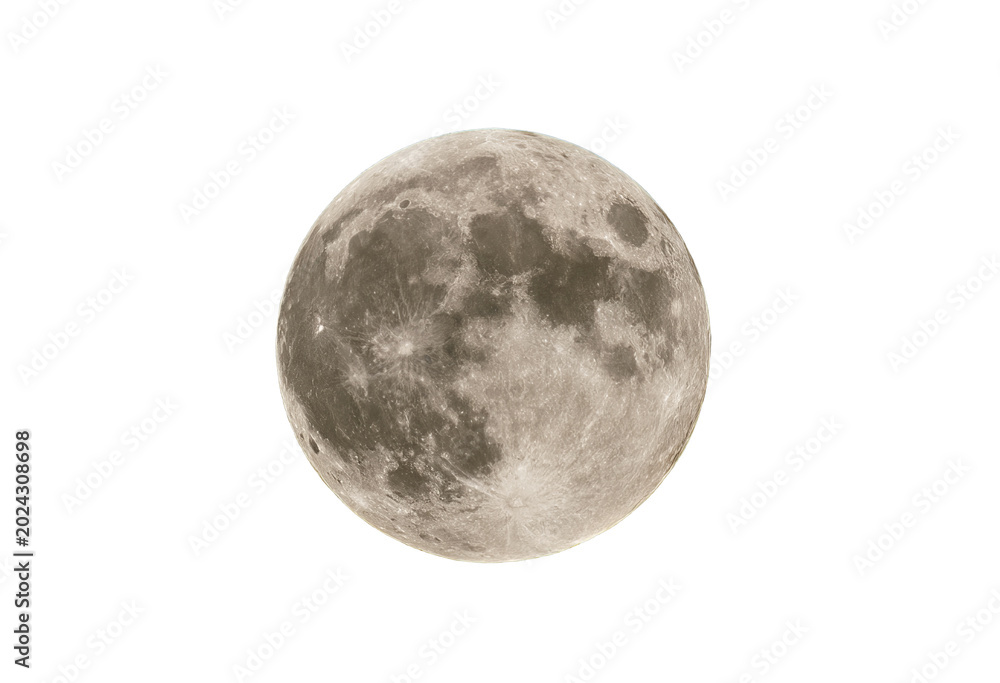 Fototapeta premium Realistic full moon vector style isolated on neutral backdrop.