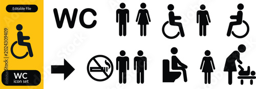 Bild auf Leinwand Toilet icon set