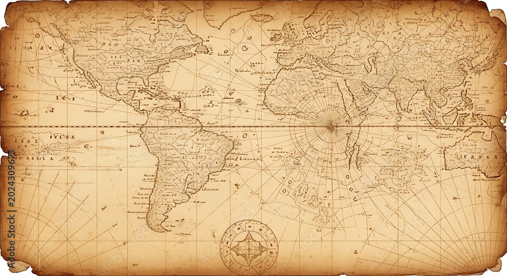 Fototapeta premium Old parchment map with historical european borders and cities