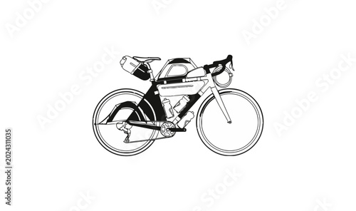 Stylized bicycle illustration isolated on black background