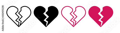 Billede på lærred Broken heart icons pack. vector illustrations designs