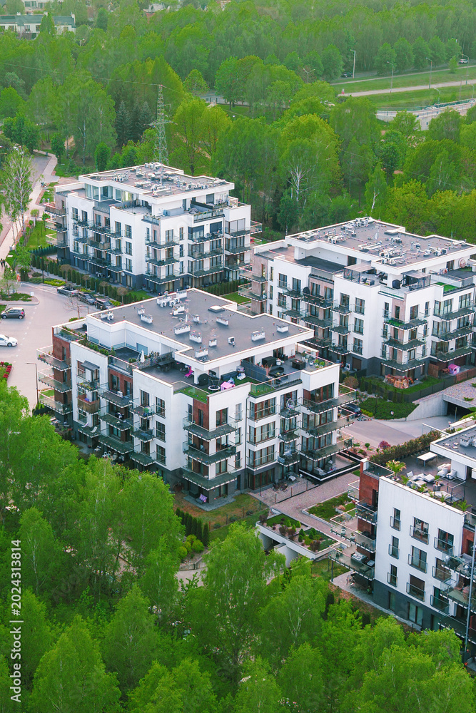 Fototapeta premium New block of flats in a vibrant urban setting
