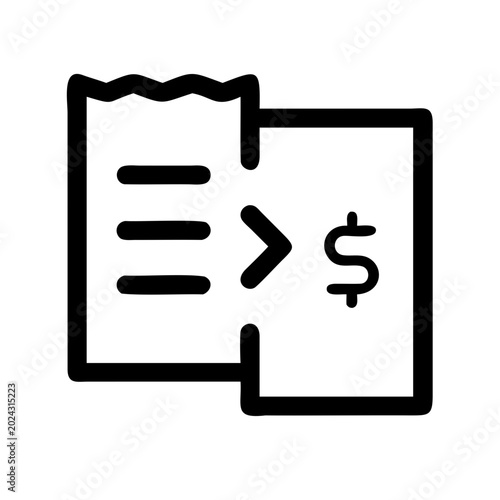 Document with dollar sign icon - Minimalist icon showing a document transforming into a dollar sign, symbolizing finance or money conversion.