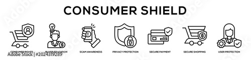 Cuadro en lienzo Consumer Shield web banner icon illustration concept