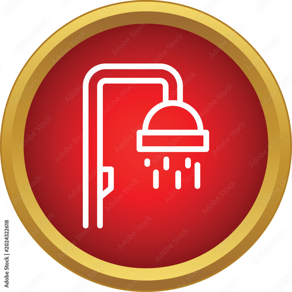 Fototapeta premium Shower head spraying water, symbolizing hygiene and bathroom plumbing services