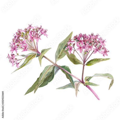 Two pink joepye weed flower clusters on transparent background