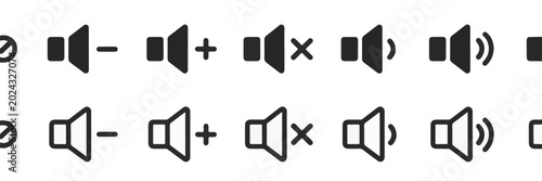 Set of speaker volume icons in two styles sound audio