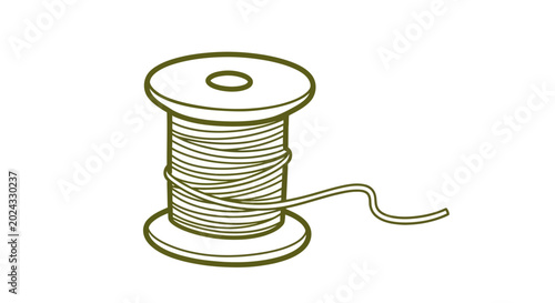 Cuadro en lienzo Golden thread spool, sewing thread, embroidery supply, vector illustration