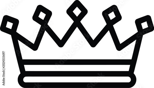 Photography Minimalist crown vector icon, royal king and queen headwear symbol, black linear