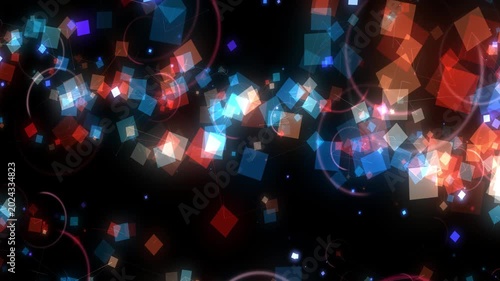 Abstract animated background made of squares, dots and lines