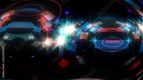 Abstract animated background made of squares, dots and lines