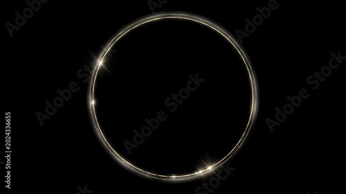 Animated gold ring with highlights on a black background
