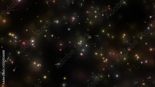 A background of animated particles that look like small comets.