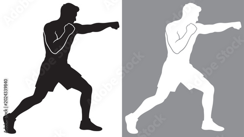 Foto Boxing Punch Exercise Silhouette Illustration – High-Quality Scalable EPS Vector